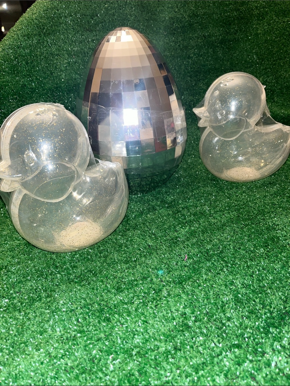 Target Bullseye's Easter plastic fillable Ducks and metallic egg NEW